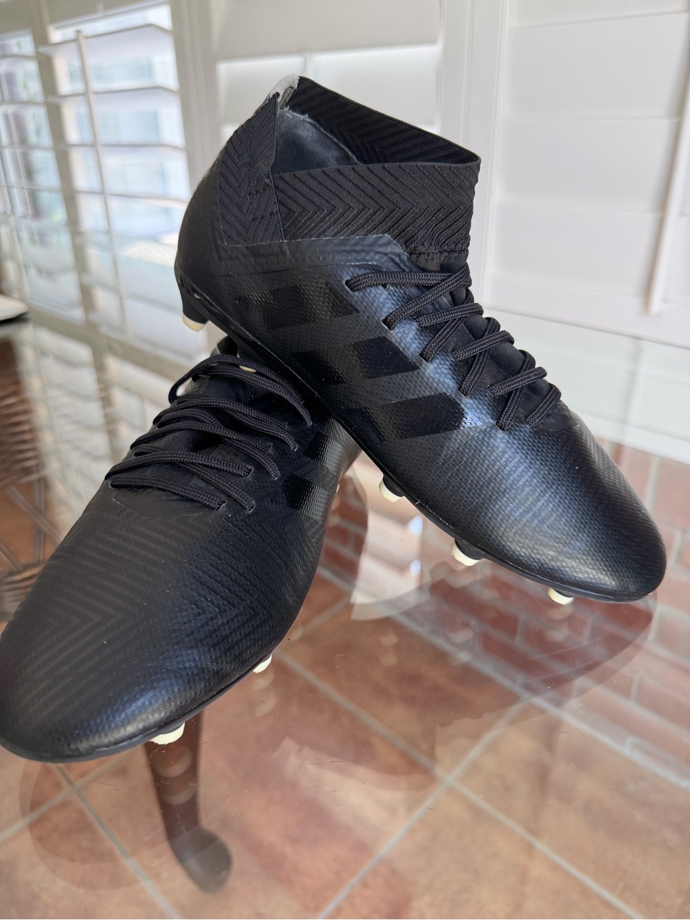 Youth Adidas Black Soccer Cleats with Ankle Collar